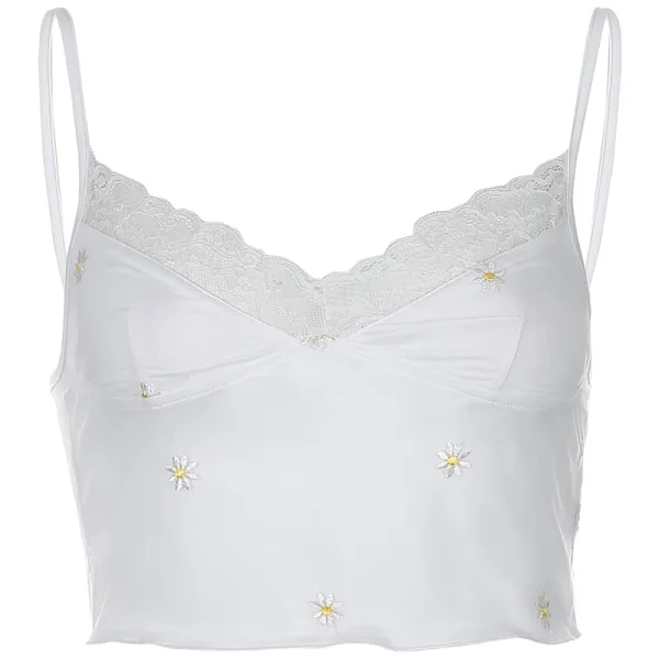 Crop Top Blanc Dentelle