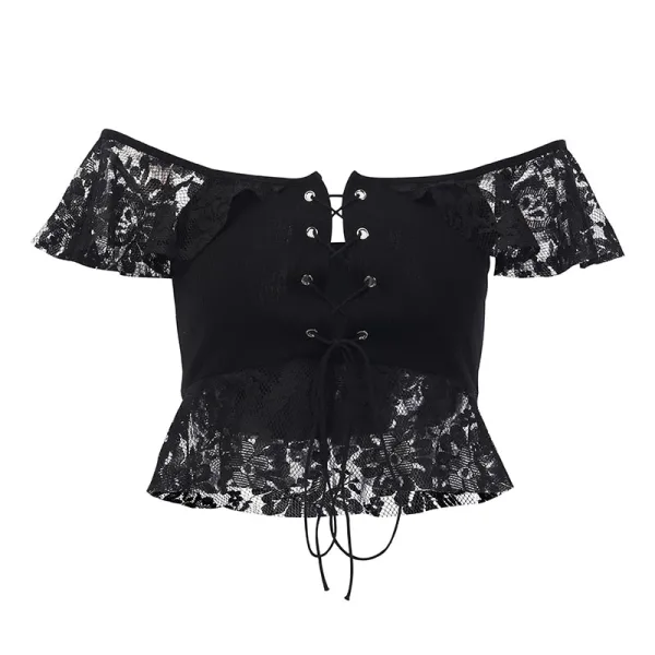 Crop Top Noir Dentelle