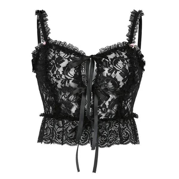 Haut Transparent Noir Dentelle