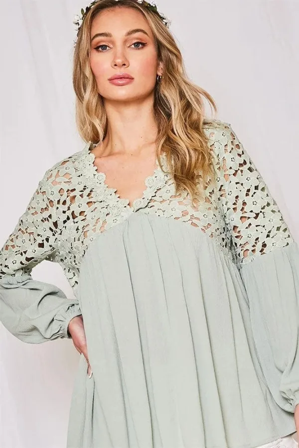 Blouse Dentelle Verte