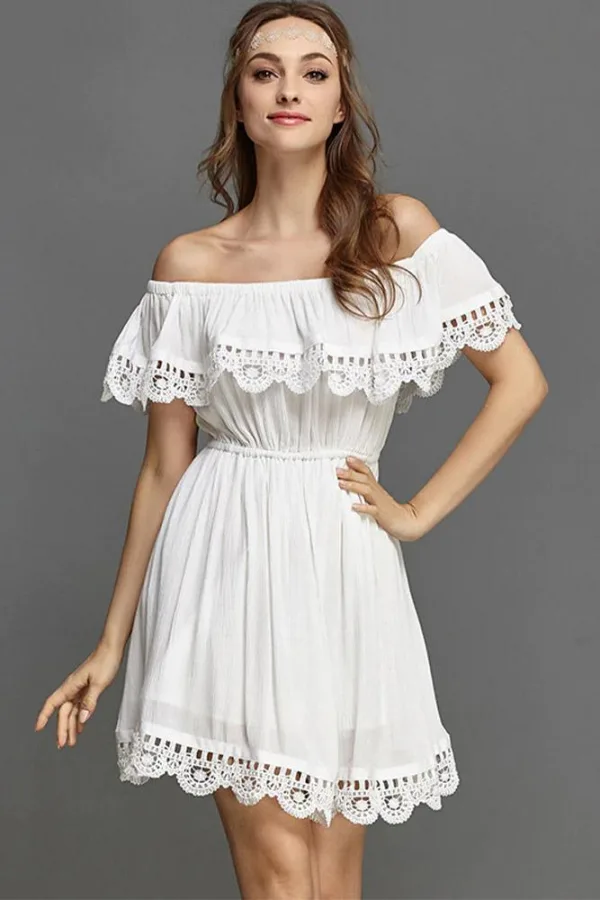 Robe Blanche Dentelle Été