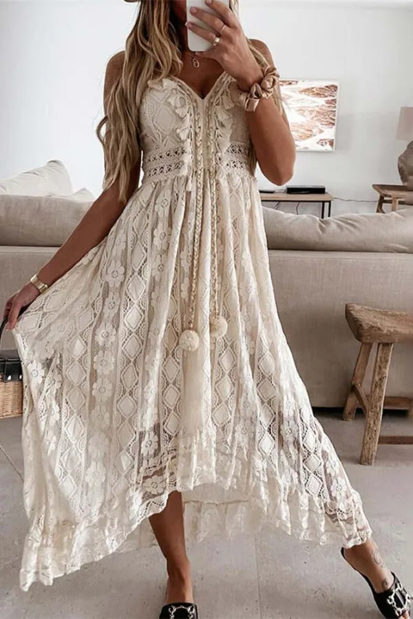 Robe Blanc Cassé Dentelle