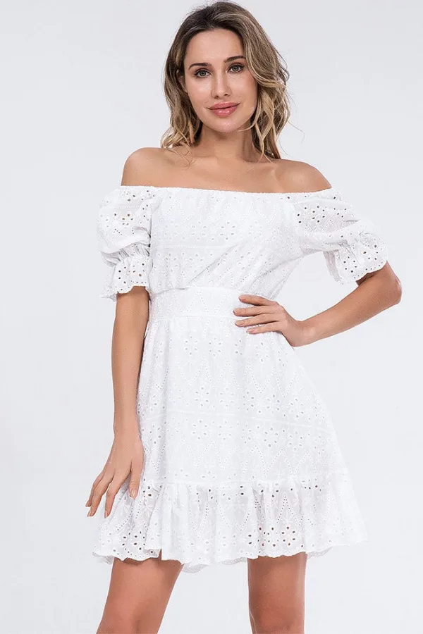 Robe Broderie Anglaise Blanche Femme