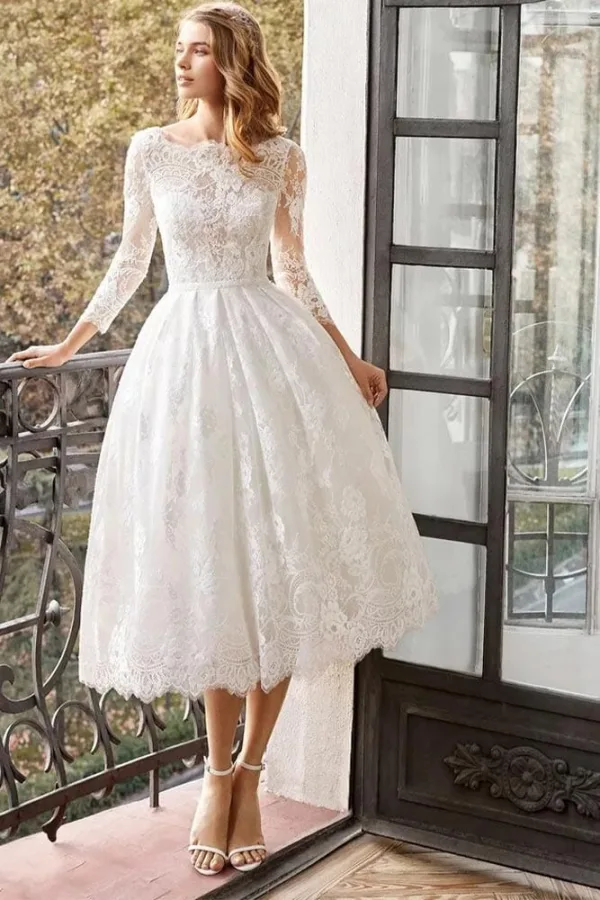 Robe de Soirée Dentelle Mi-Longue
