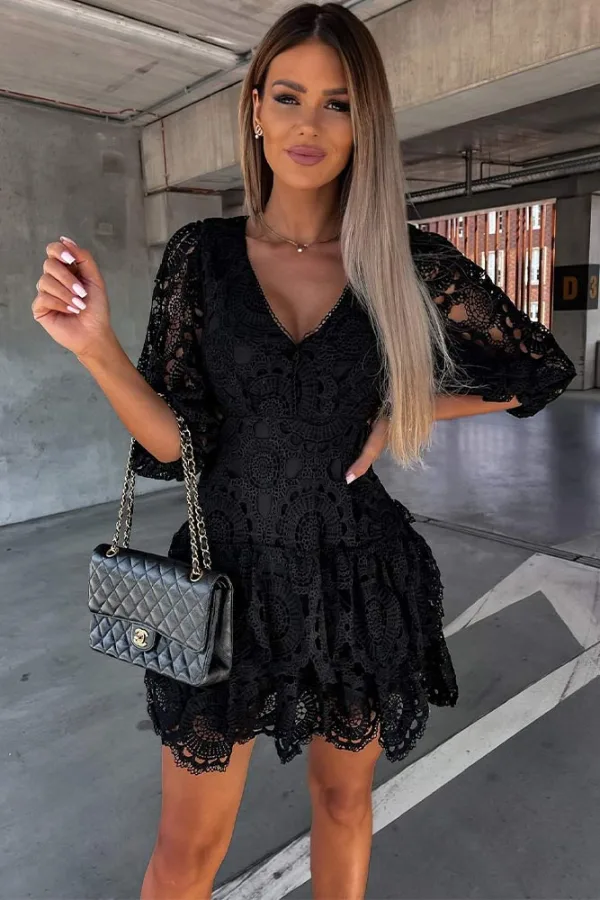 Robe Dentelle Noire Guipure