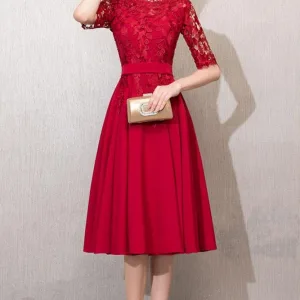 Robe Rouge Dentelle Vintage