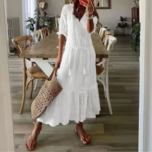 Robe Blanche Coton Dentelle