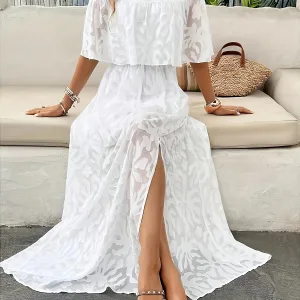 Robe Blanche Dentelle Fendue